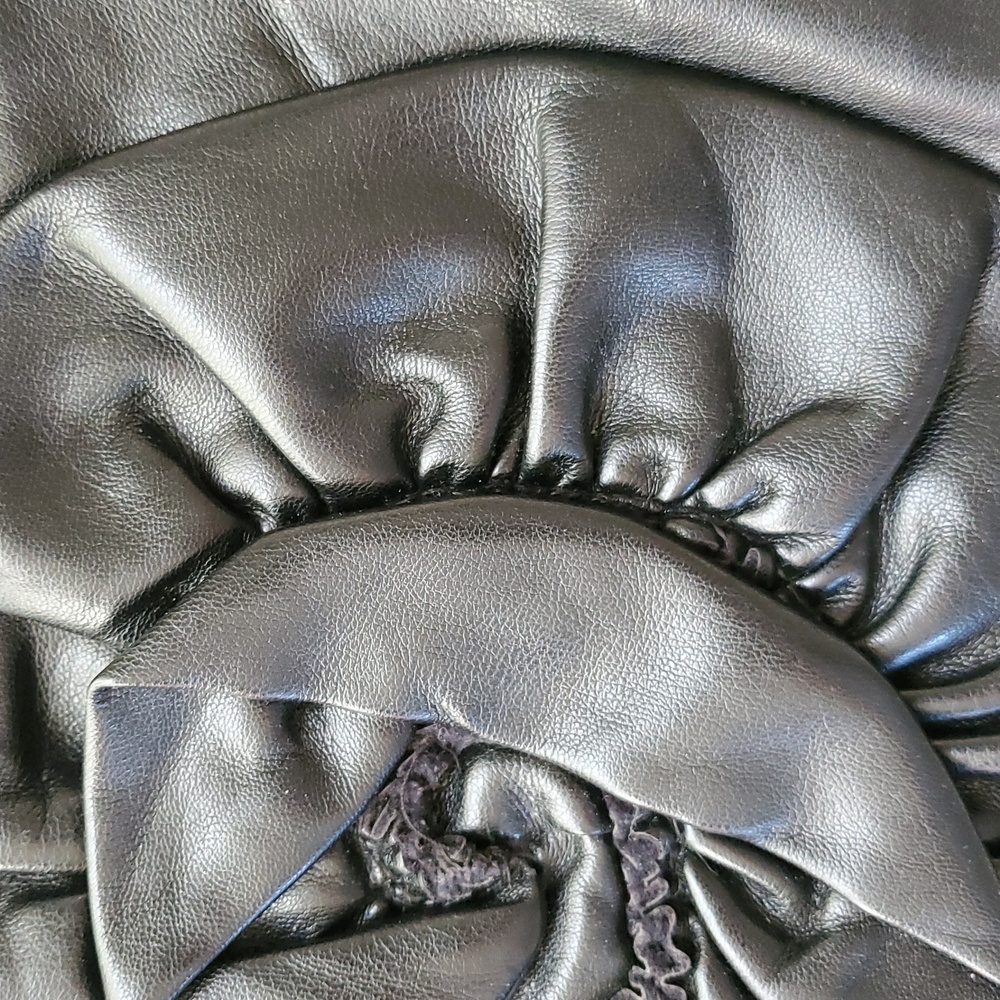 Faux Leather Ruffled ROSETTE Strapless Top - Picture 5 of 8